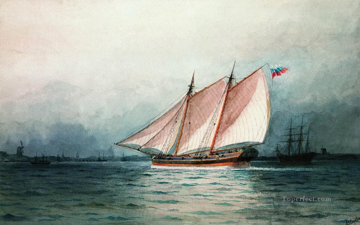 帆船 ロマンチックな イワン・アイヴァゾフスキー ロシア油絵